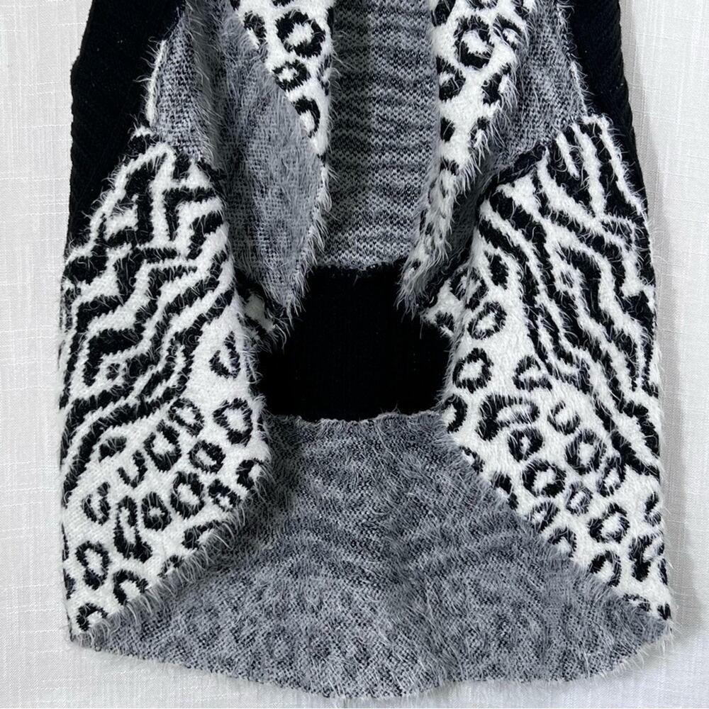 Spense Fuzzy Animal Print Soft Swag Sweater Vest Cardigan Size LP - Picture 3 of 12